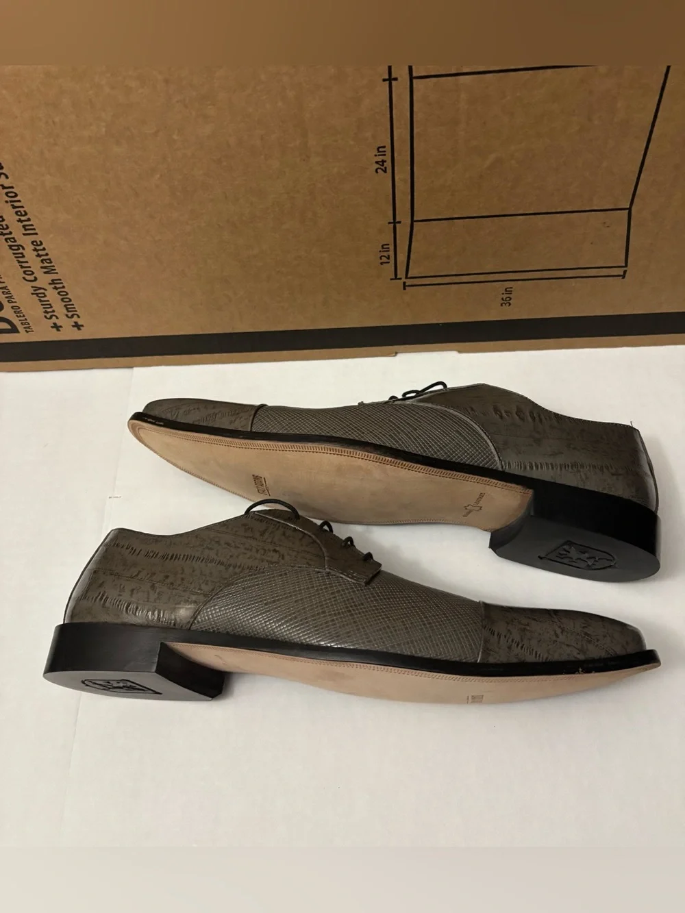 Stacy Adams Mens Size 14W Olive Oxfords Printed Cow Leather